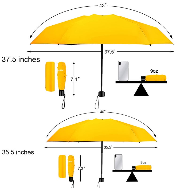 TradMall Mini Travel Umbrella, Portable Lightweight Compact Parasol with 95% UV Protection for Sun & Rain, Yellow - Image 3